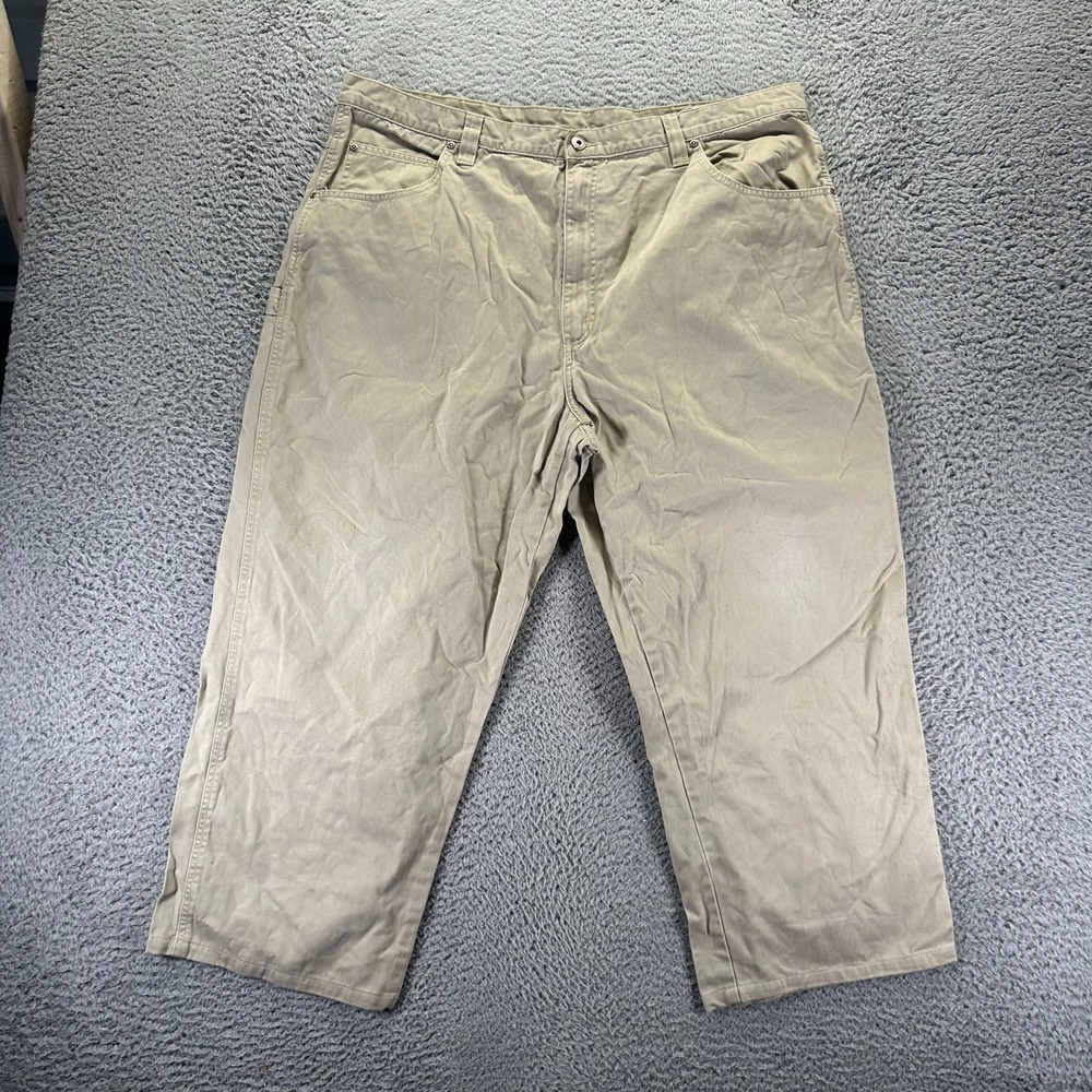 Wrangler Pant‎ Mens 42x25 Beige Cotton Carpenter Straight Leg Workwear Utility
